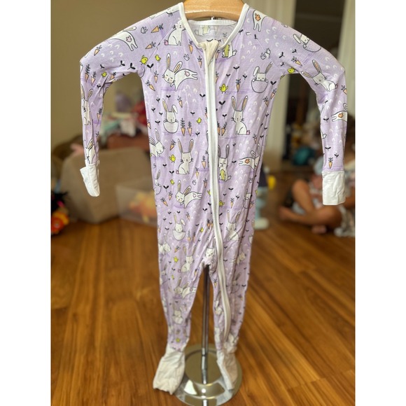 Little Sleepies 12-18 Months Lavender Bunnies Footed Pajamas Romper - Picture 1 of 8